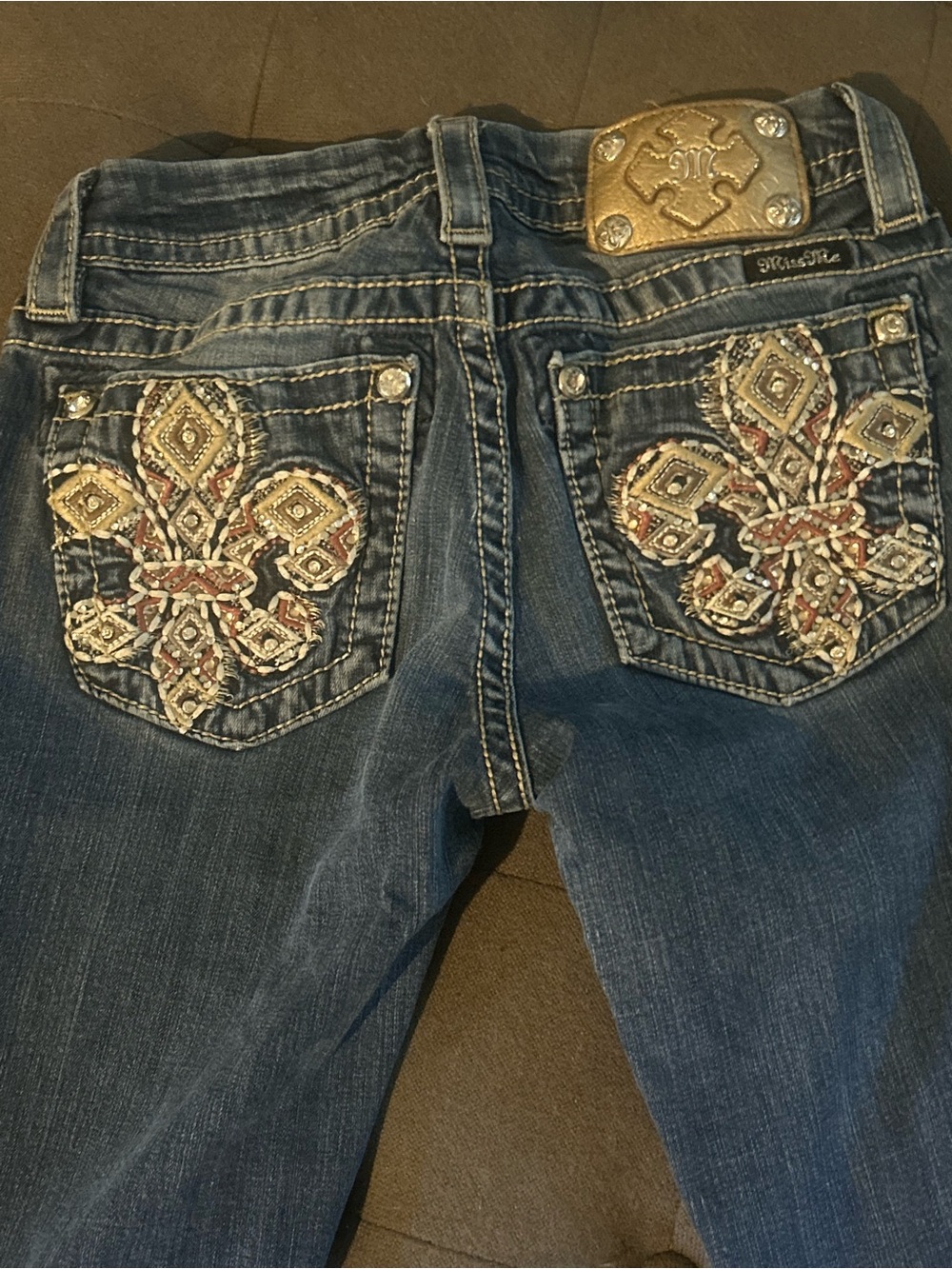 Miss Sixty Dark Blue Skinny Jeans with Embellished Fleur Pockets